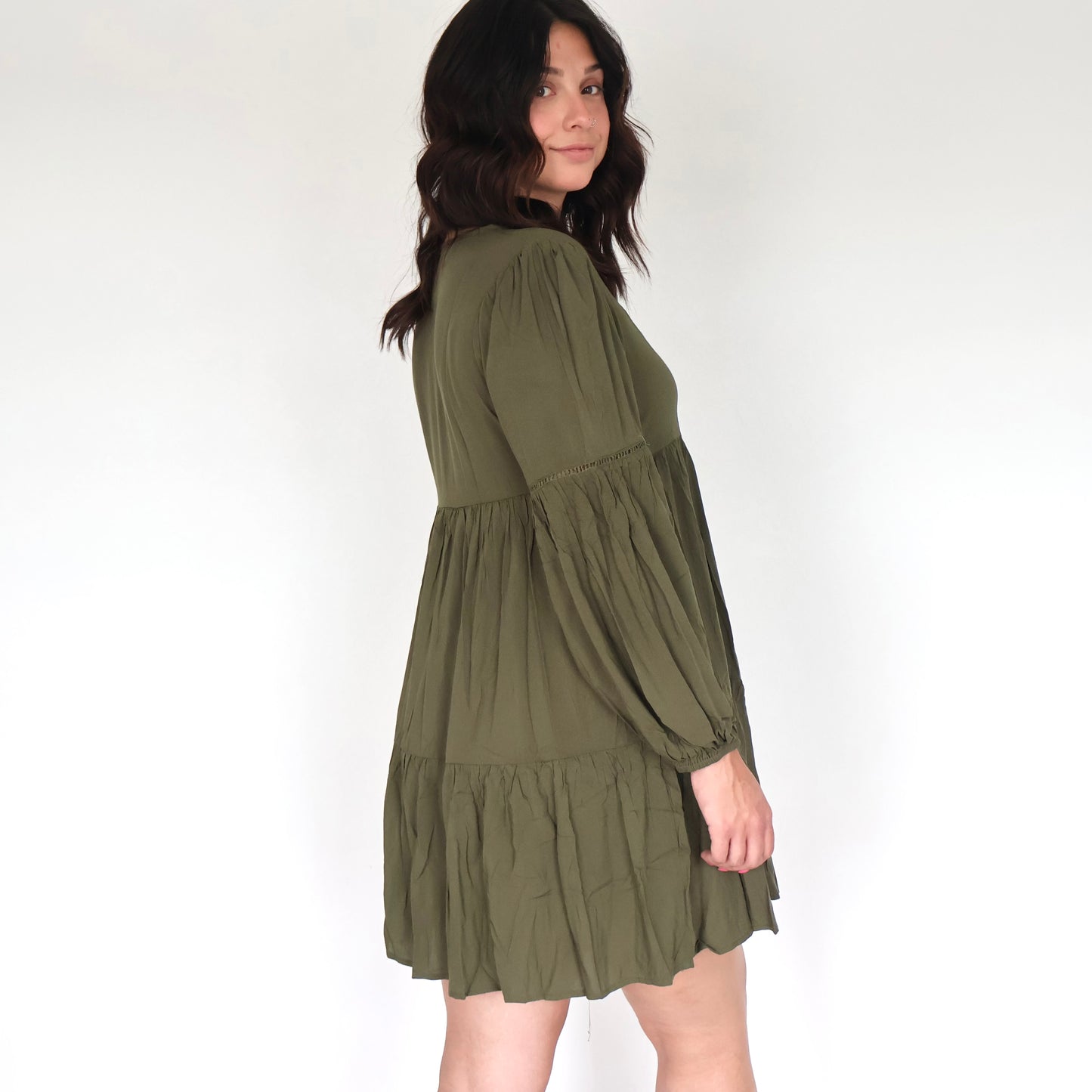 Puff Sleeve Tiered Mini Dress