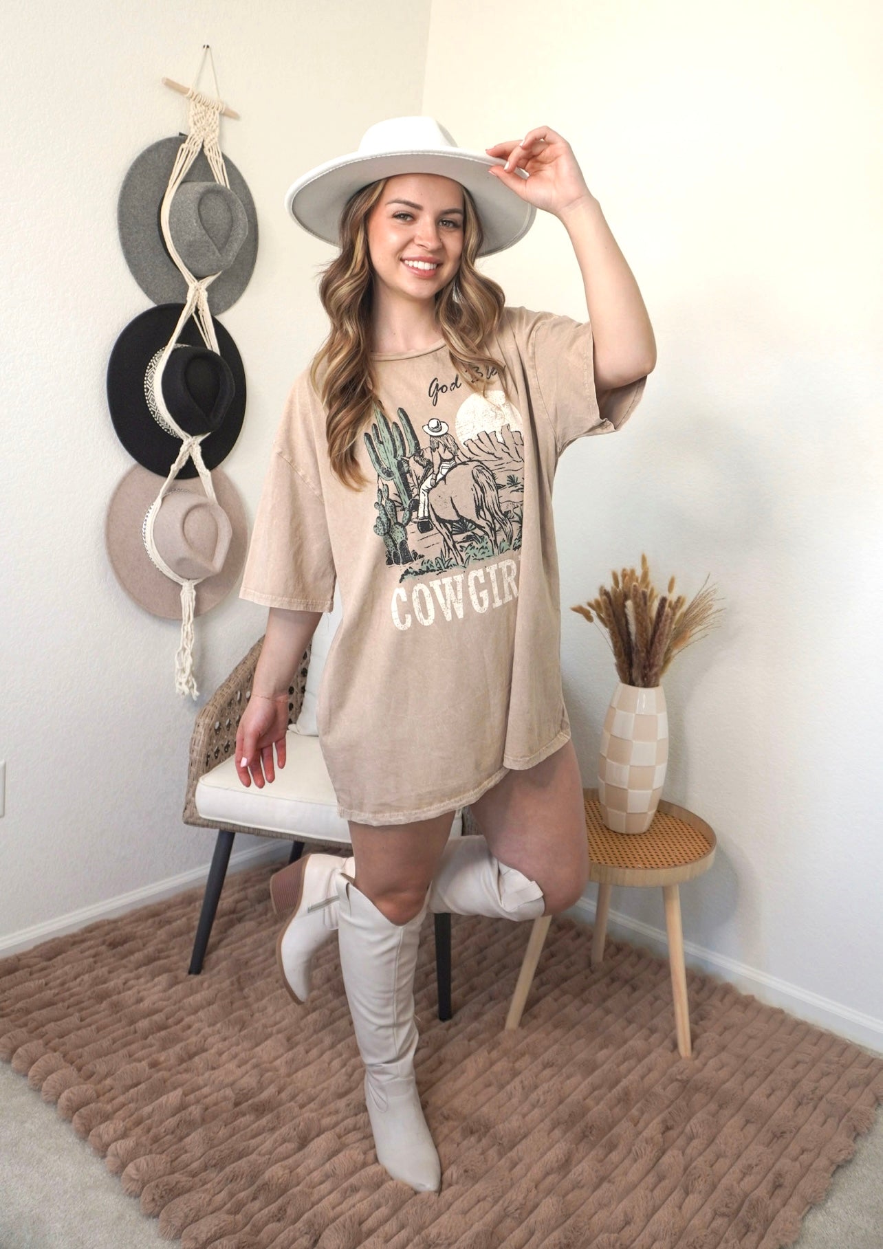 God Bless Cowgirls Oversized Graphic Tee